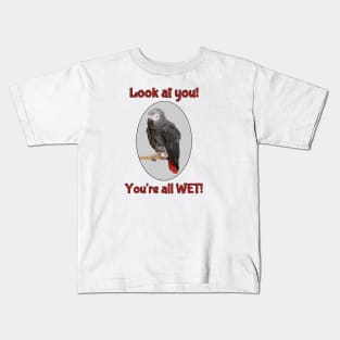 African Grey Parrot on Perch Kids T-Shirt